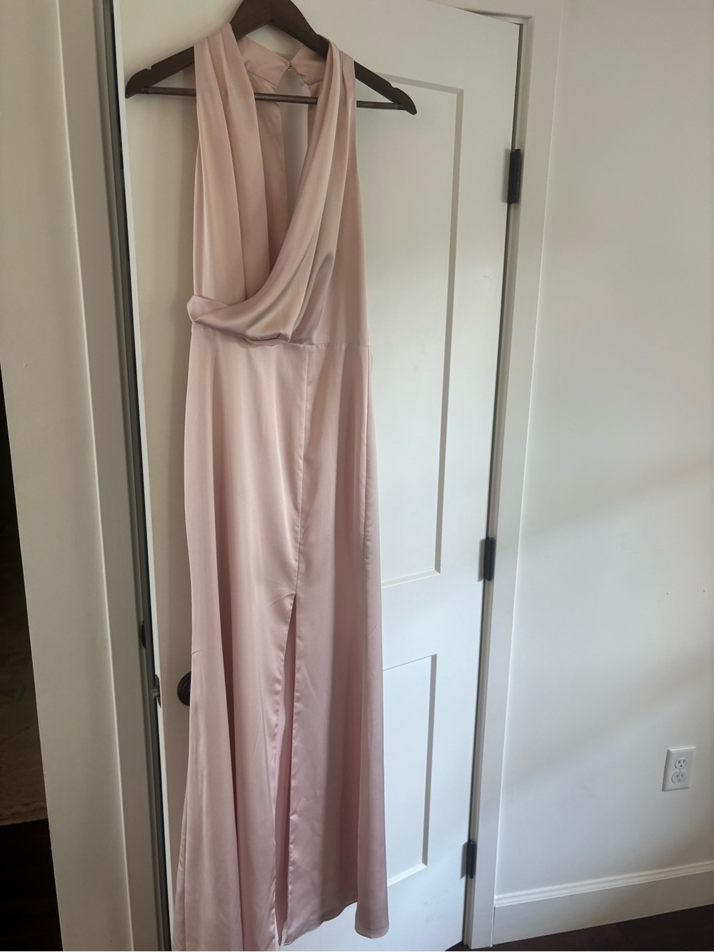 KEEPSAKE the Label Pale Pink One-Shoulder Draped Maxi Dress